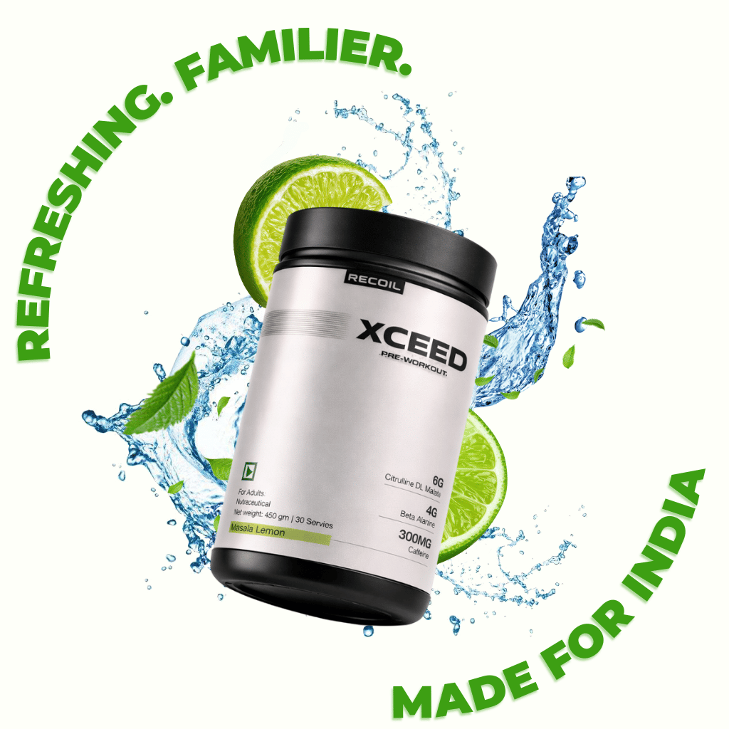 XCEED Masala Lemon Pre-Workout for Pump, Energy and Focus.