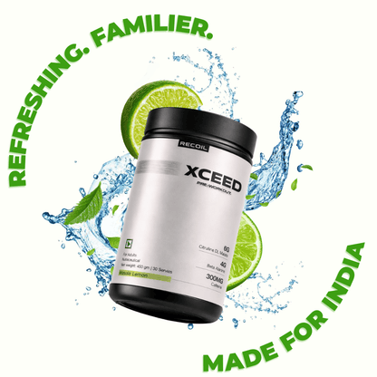 XCEED Masala Lemon Pre-Workout for Pump, Energy and Focus.