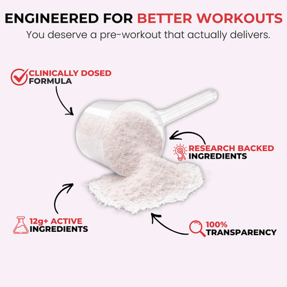 XCEED Strawberry Lime Pre-Workout Powder for Pump, Energy and Focus
