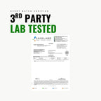Verification label for third-party lab testing on a white background