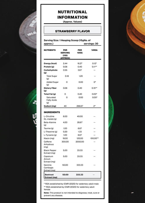 XCEED Strawberry Lime Pre - Workout Powder for Pump, Energy and Focus - Recoil Supplements